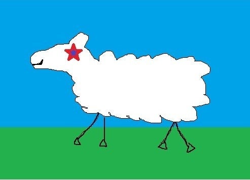 I am delighted to present a flag that every New Zealander can agree to. It is recognizable globally and represents our green countryside, our clear blue skies, and the sheep doubles as a long white cloud. It also carries forward, tradition with the use of the star in place of the eye.