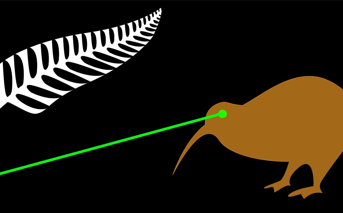 The laser beam projects a powerful image of New Zealand. I believe my design is so powerful it does not need to be discussed.