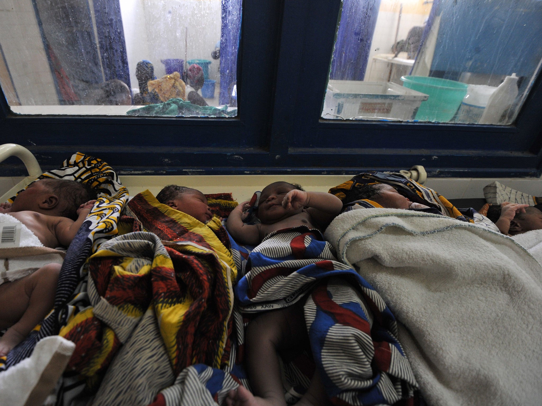 Newborn babies in a maternity ward run by Médécins Sans Frontières in Africa