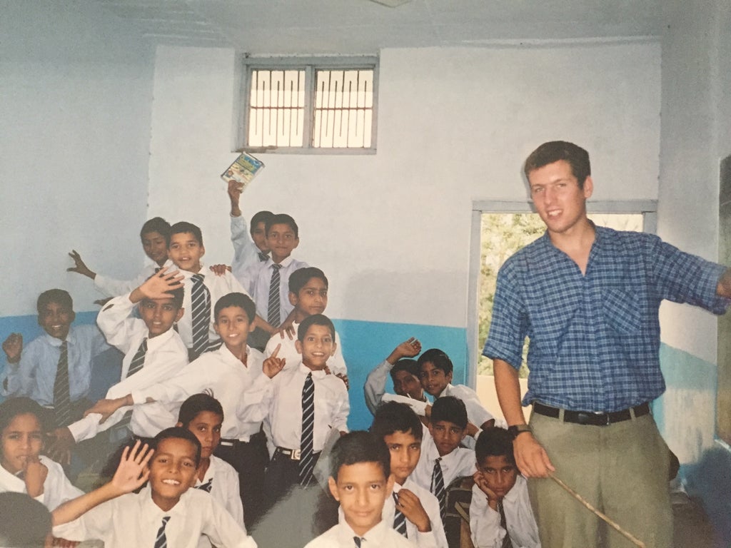 Feature writer Simon Usborne teaching in India