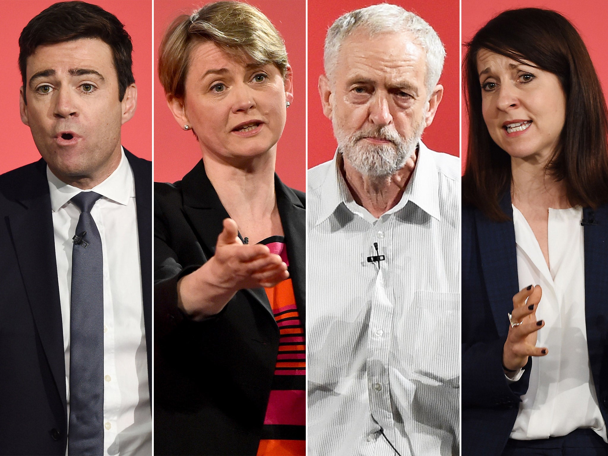 Labour leadership hopefuls: Andy Burnham, Yvette Cooper, Jeremy Corbyn and Liz Kendall
