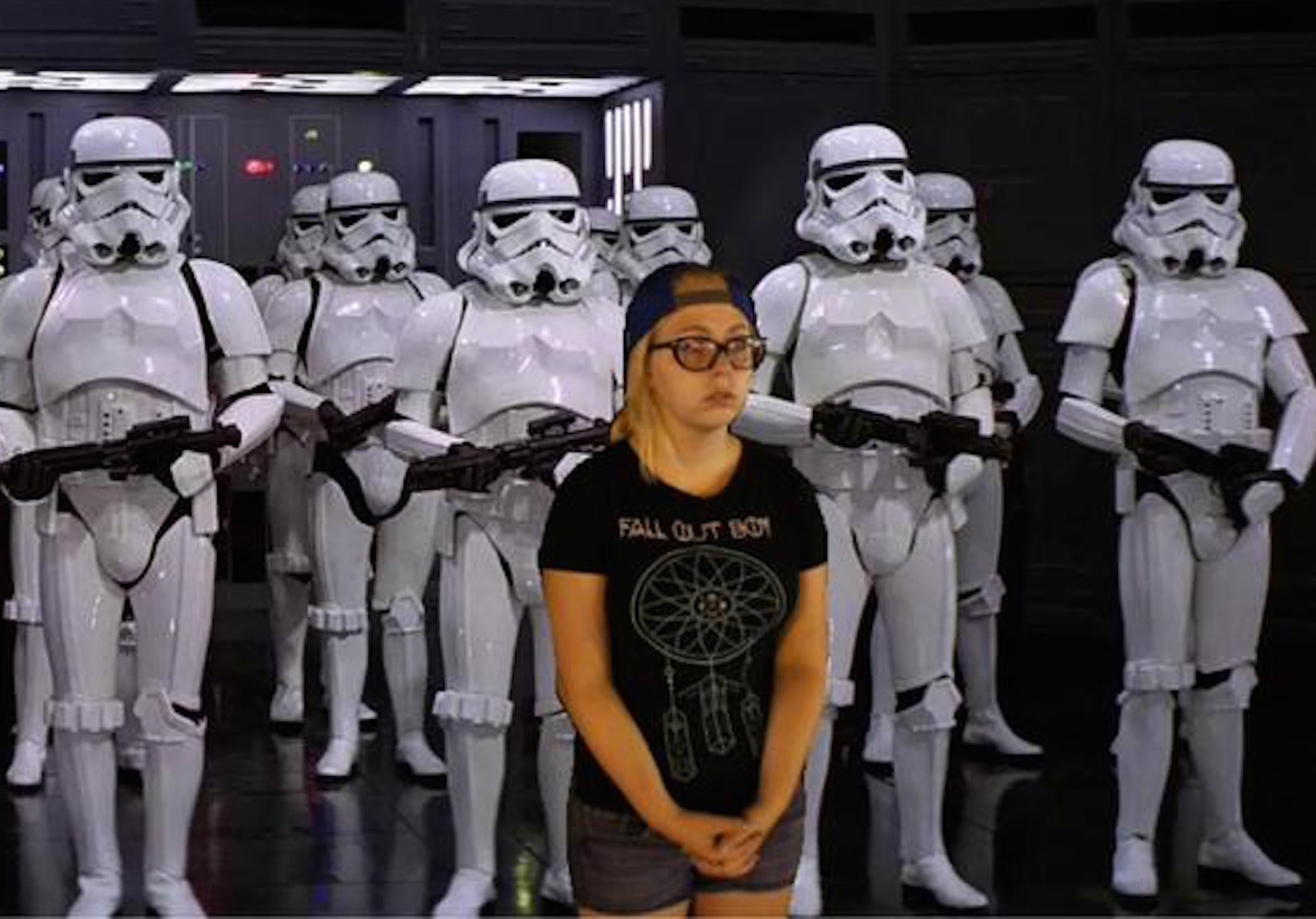 19-year-old Lexi protects storm troopers of the Galactic Empire.