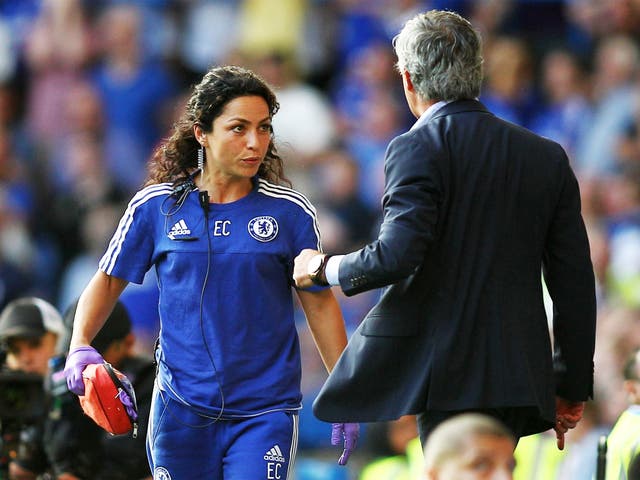 Jose Mourinho confronts Eva Carneiro after the incident at Stamford Bridge