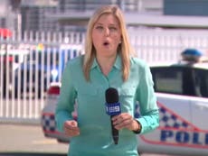 Alex Bernhardt: Australian news reporter forced off script after being stung by bull ant
