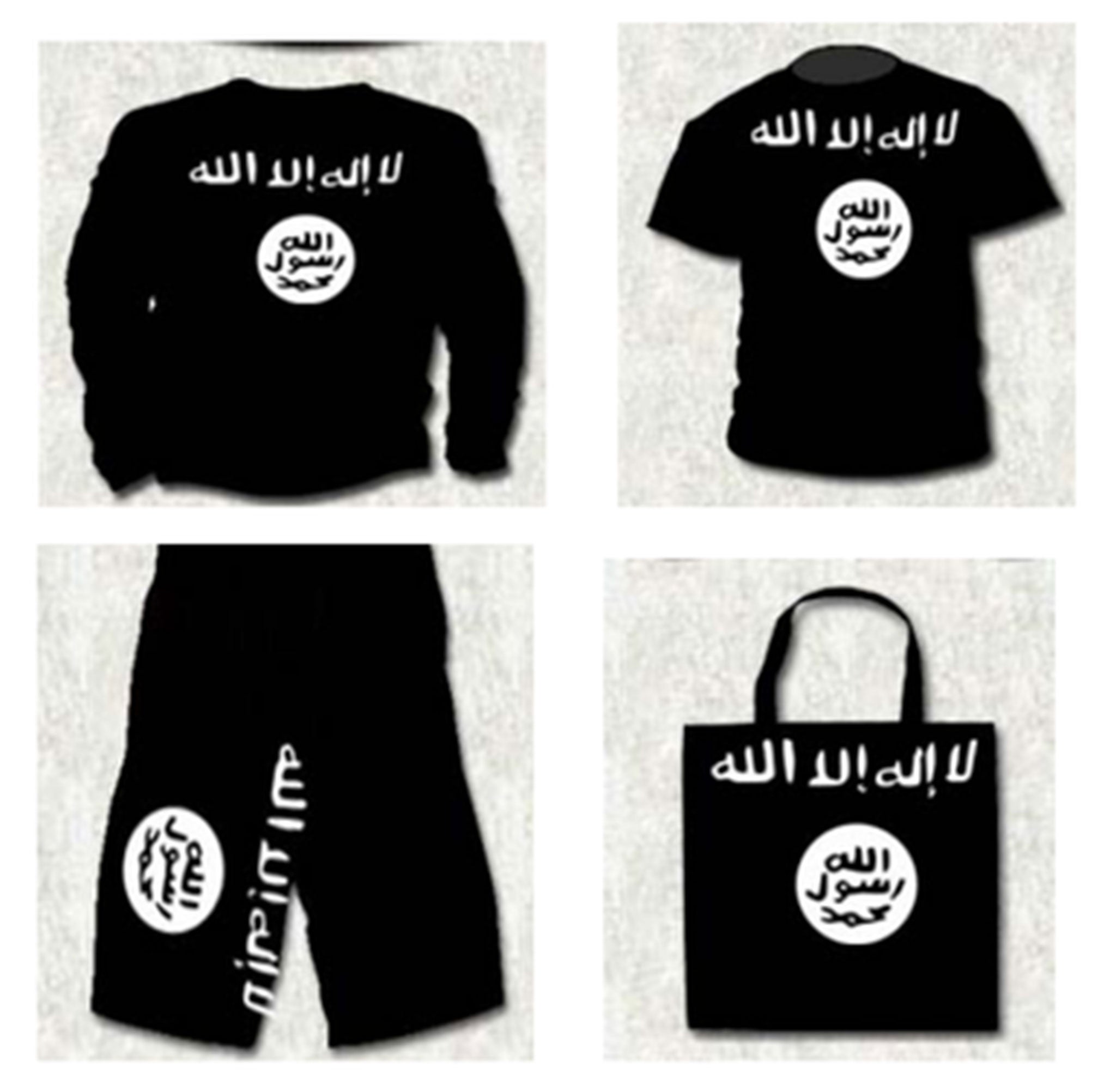 Other items included boardshorts, a tote bag and a range of shirts depicting the murder of Alan Henning