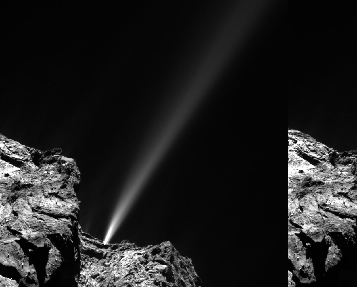 The comet's outburst in action, captured by the Rosetta space probe