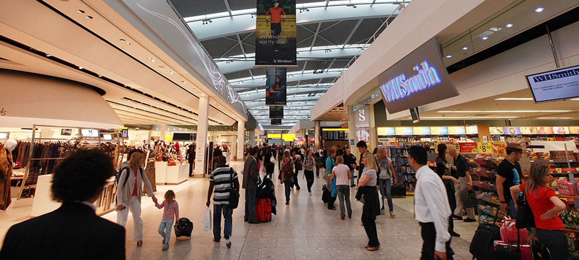 Holidaymakers shopping at Heathrow terminal 5