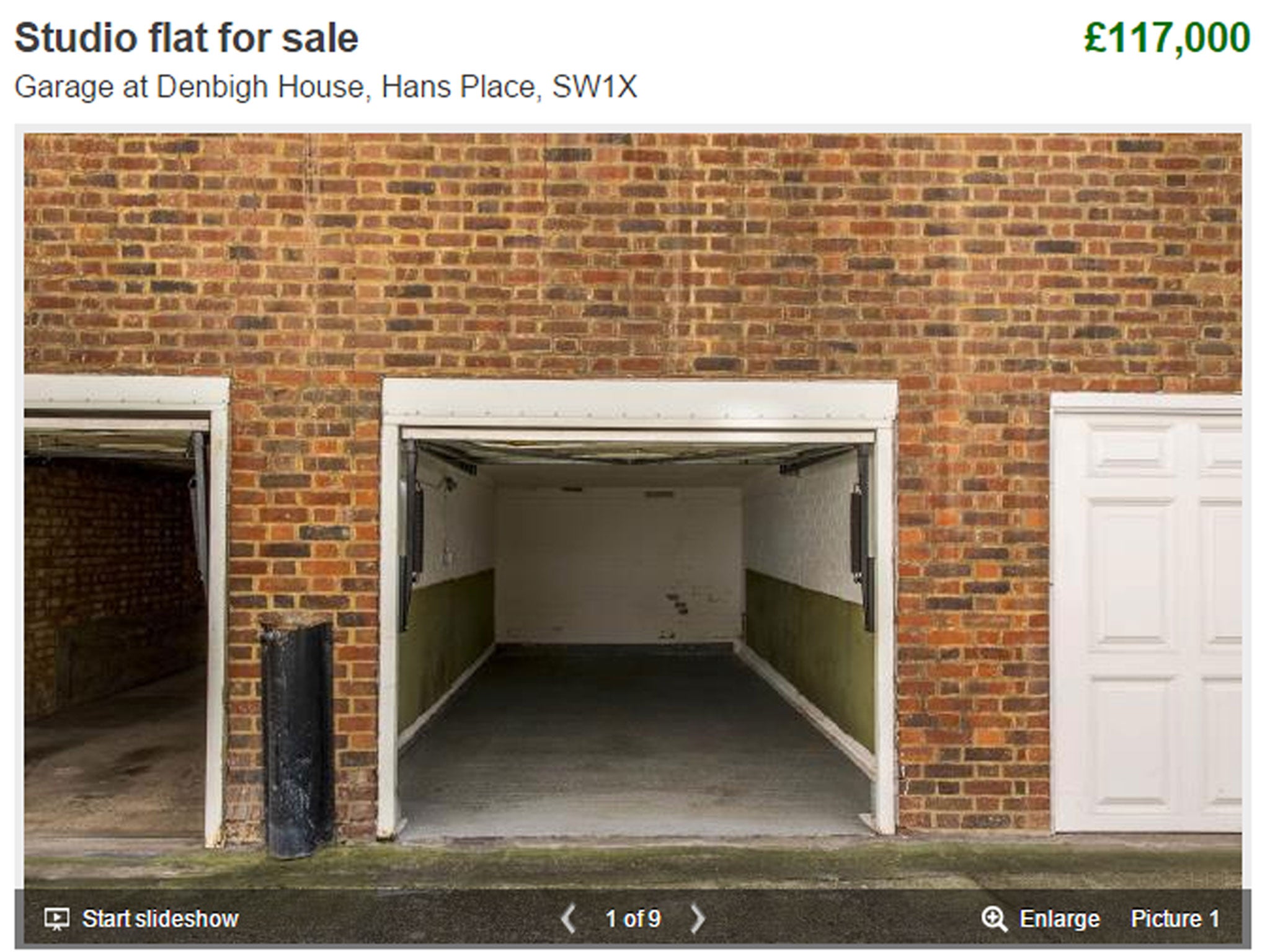 Douglas & Gordon has apologised for the error that saw the garage listed as a studio flat on Rightmove