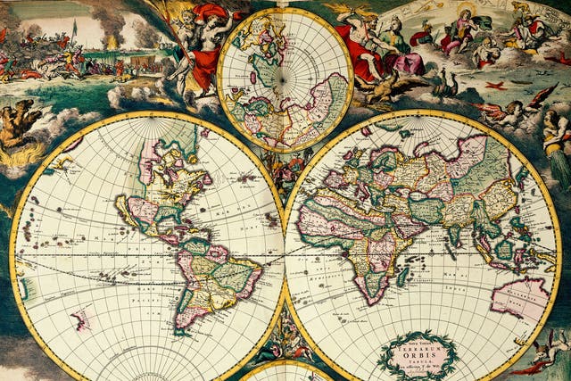Global history: Four Hemisphere World Map, 1668