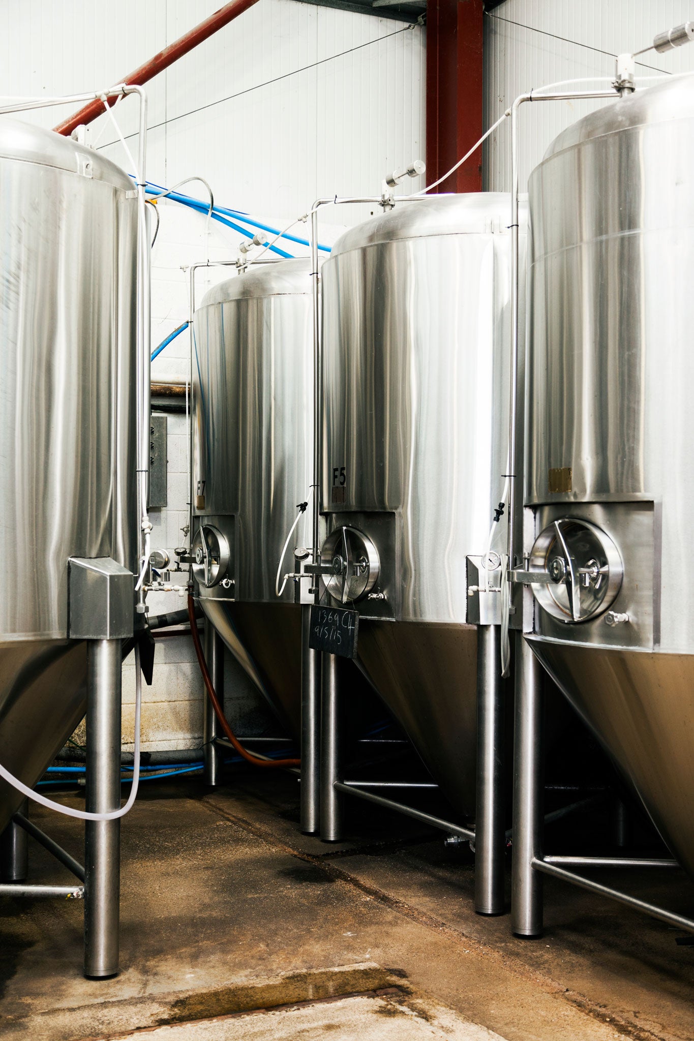 Fermentation tanks at the Cotswold Brewing Company