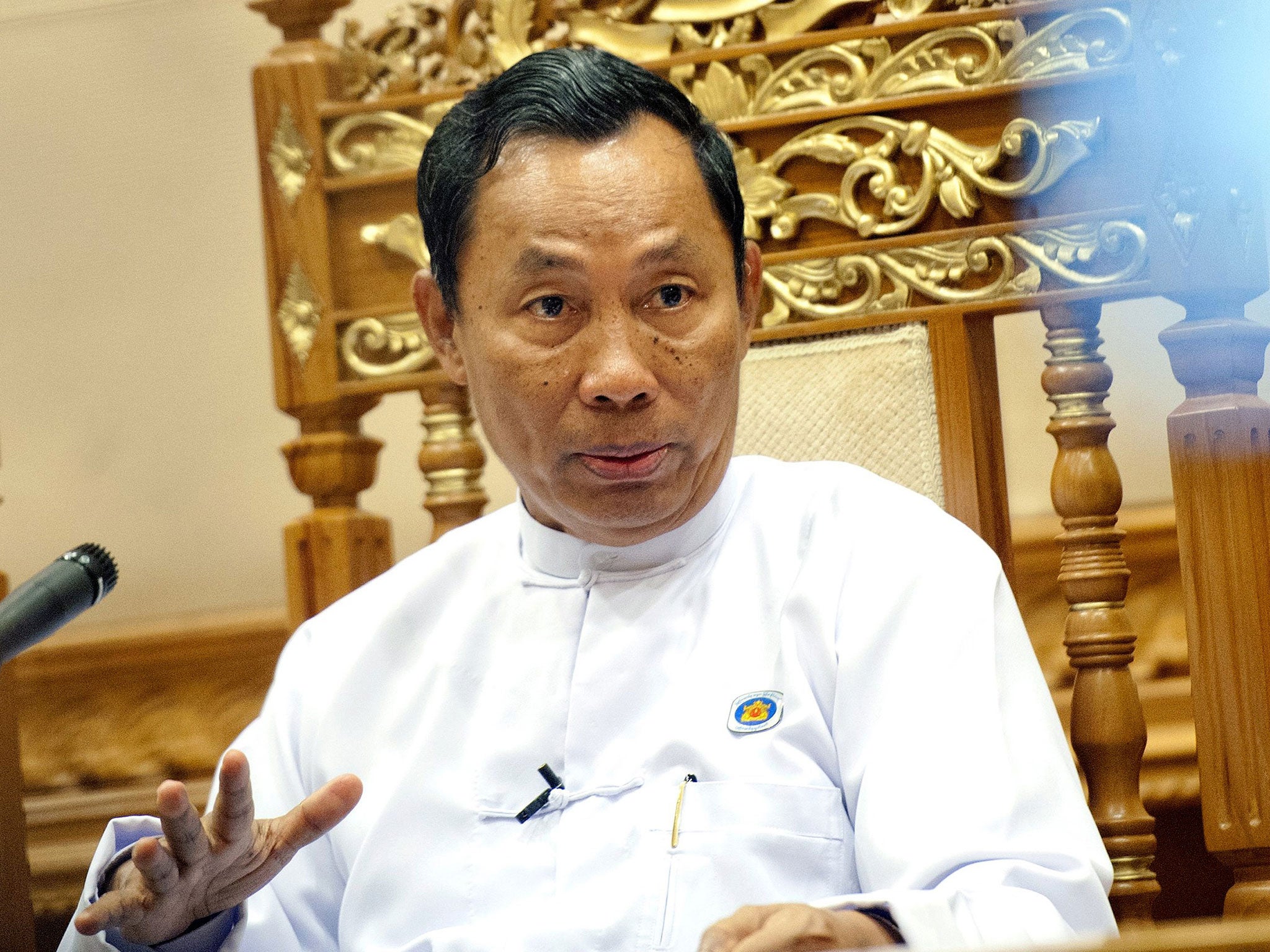 Thura Shwe Mann during a press conference at Burma’s parliament