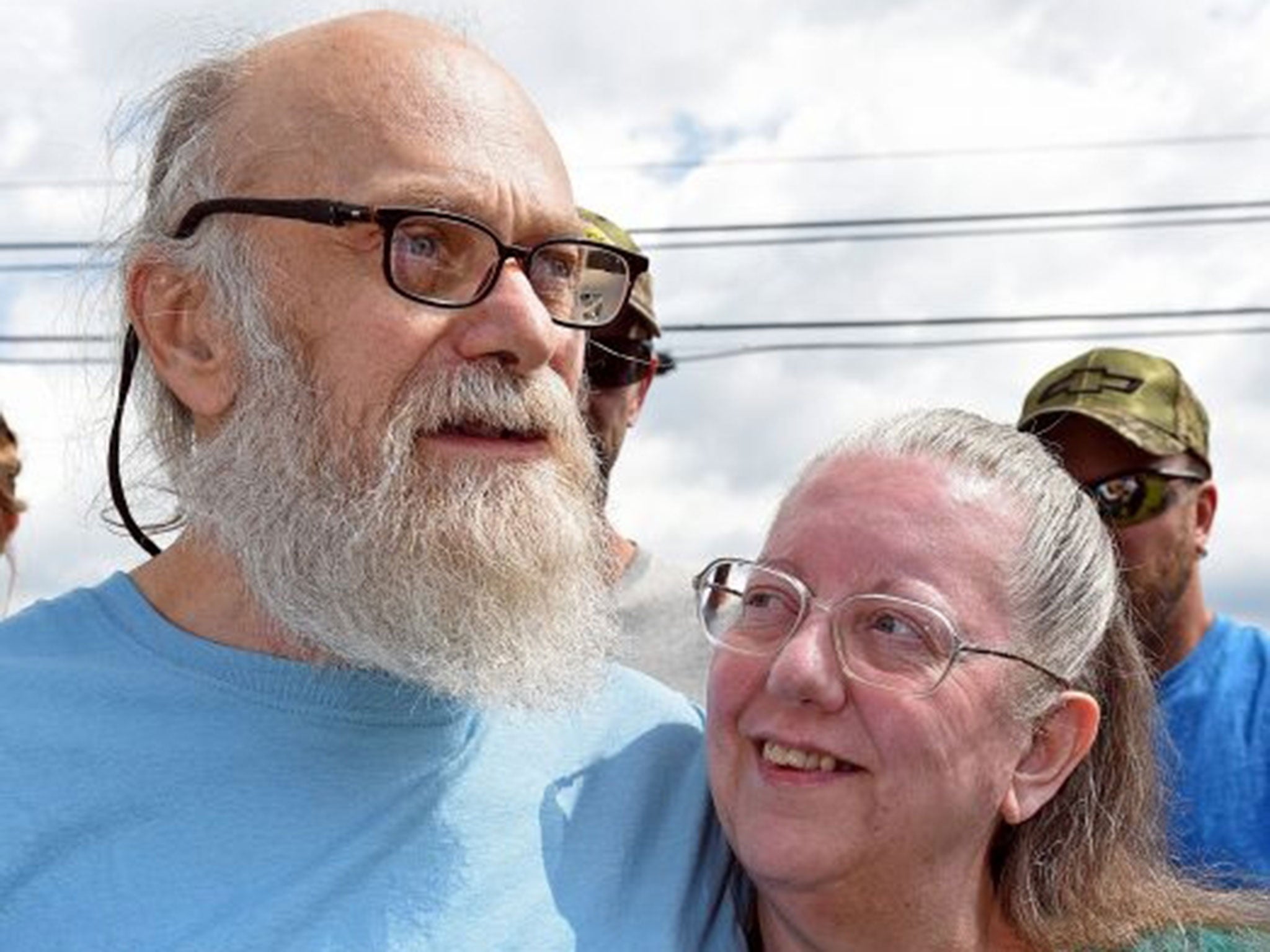 Lewis Fogle with his wife, Deb, after his release from the State Correctional Institution