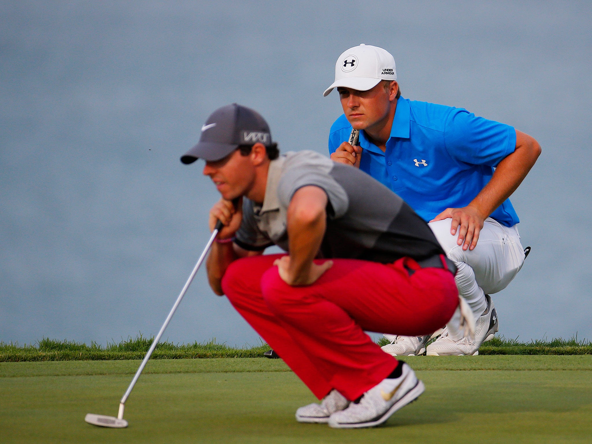 Rory McIlroy and Jordan Spieth during their first round at Whistling Straits
