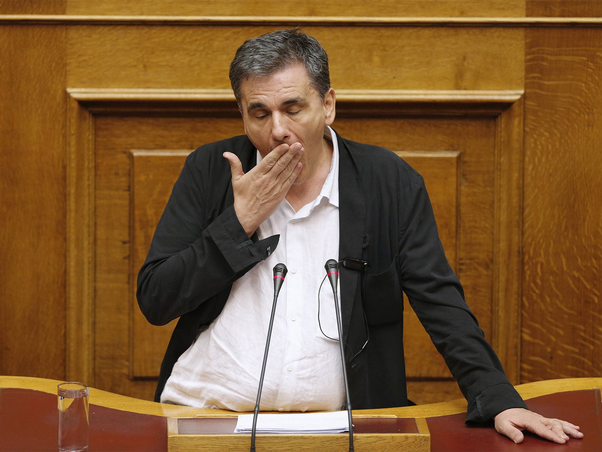 Euclid Tsakalotos during the all-night talks in Athens