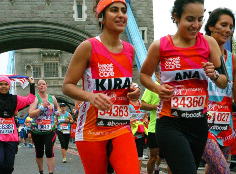 "If there’s one person society can’t eff with, it’s a marathon runner." Kiran Gandhi crosses London Bride as part of the 2015 London Marathon