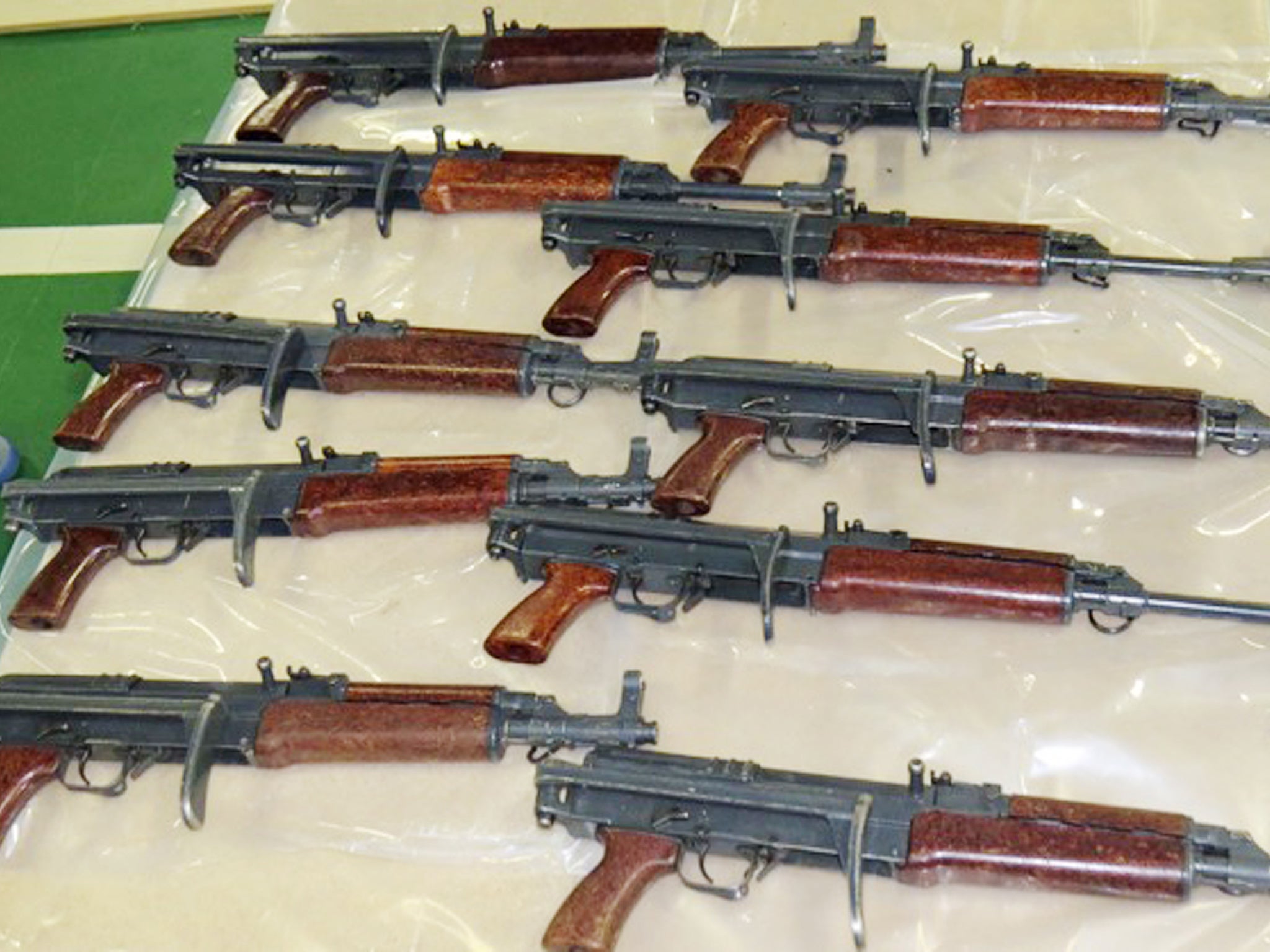The automatic assault rifles were seized during a raid in Kent