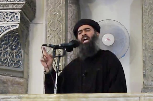 Abu Bakr al-Baghdadi, delivering a sermon at a mosque in Iraq