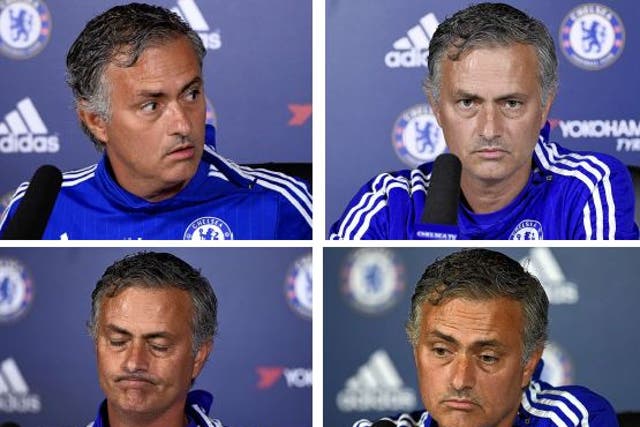 The many faces of Jose Mourinho during yesterday’s press conference
