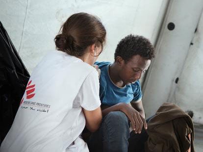 Anna Crepet, an MSF doctor, said treating migrants was like 'working in a warzone'