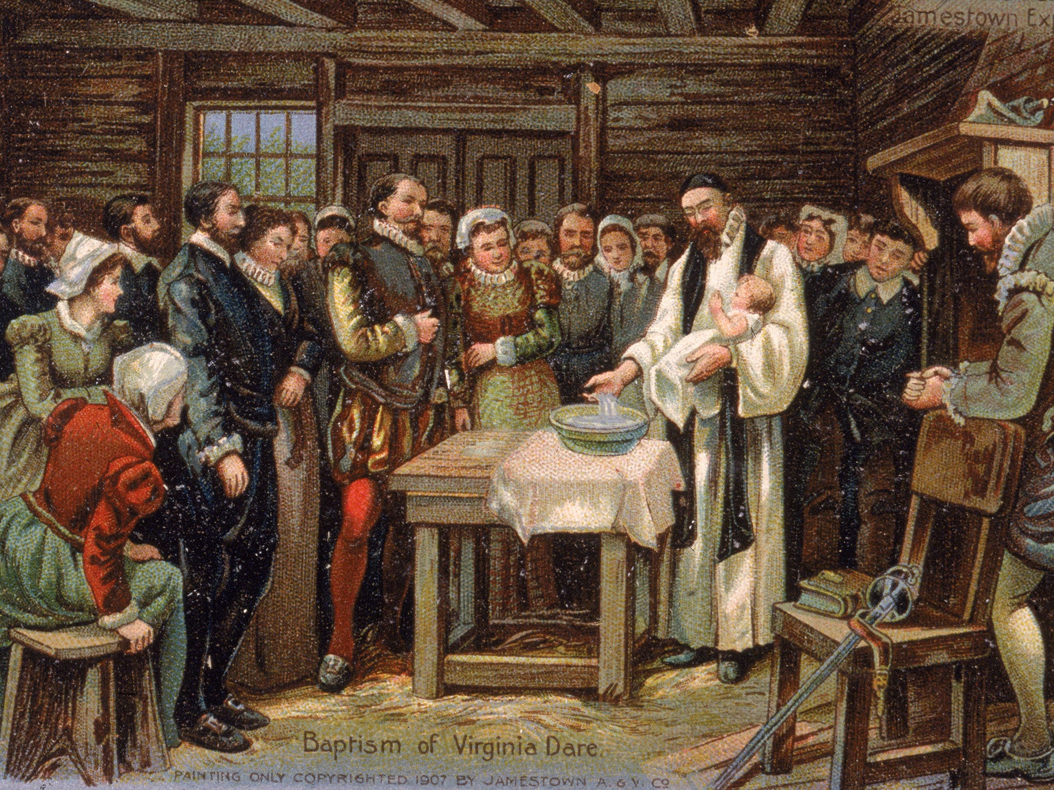 Virginia Dare, the first child to be born to English colonists, disappeared with her parents