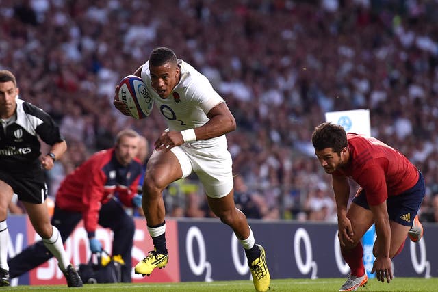 Anthony Watson crosses for England against France