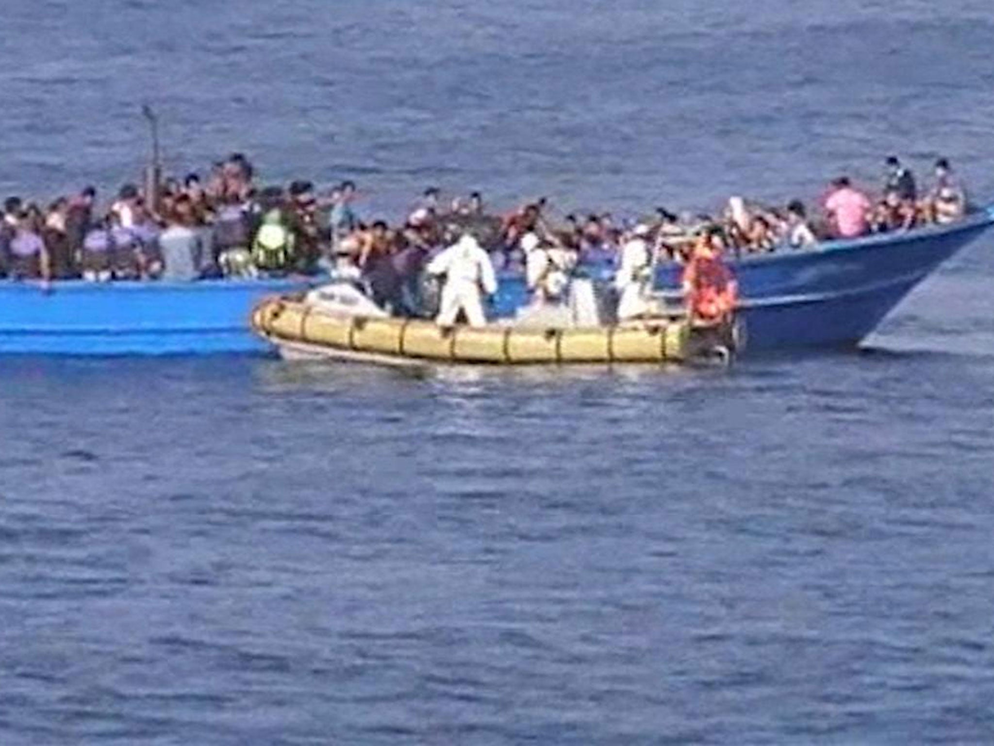 Passengers rescued by the Italian navy included women and children