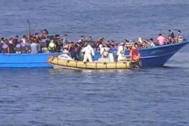 Passengers rescued by the Italian navy included women and children