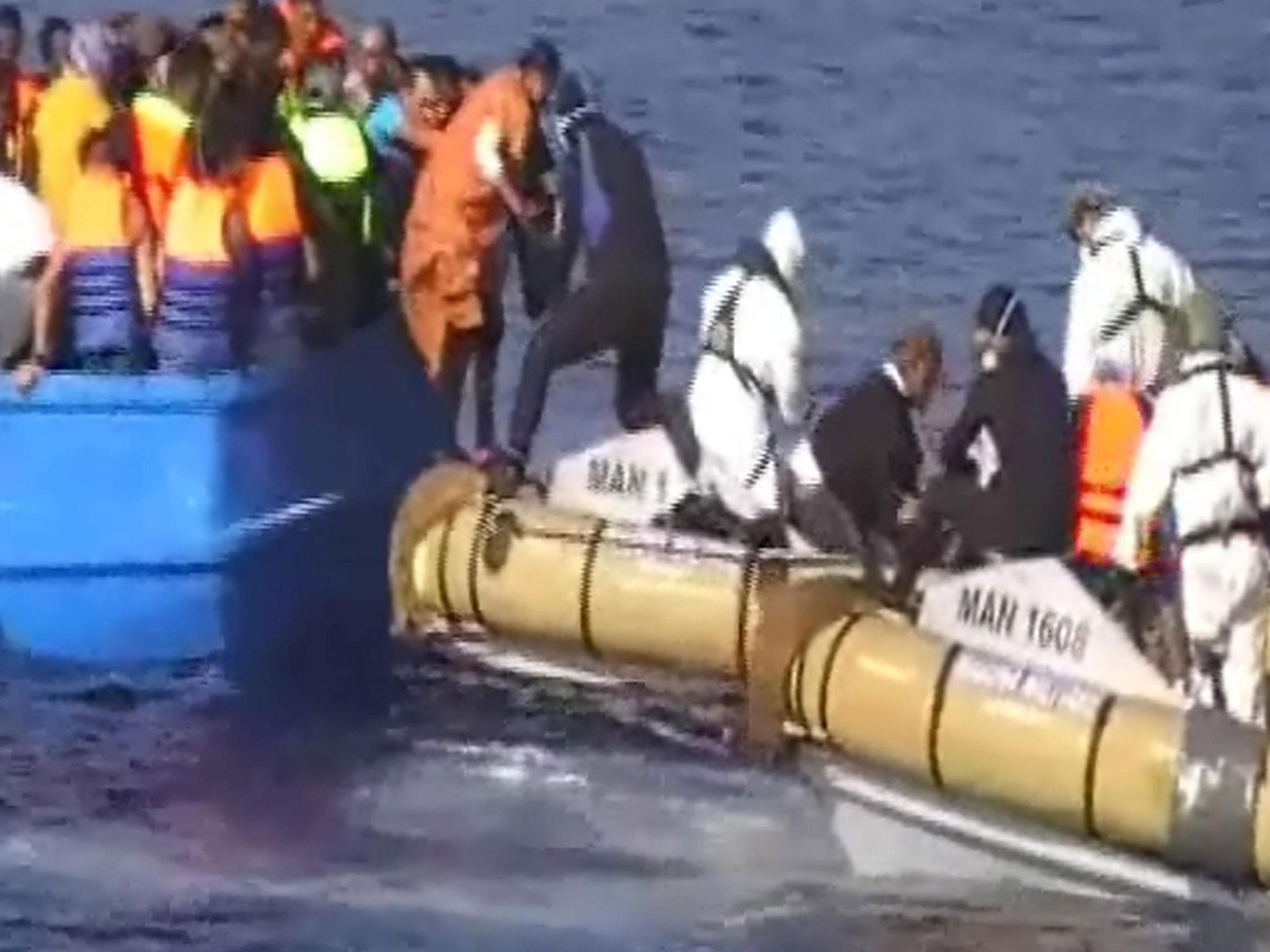 Passengers rescued by the Italian navy included women and children