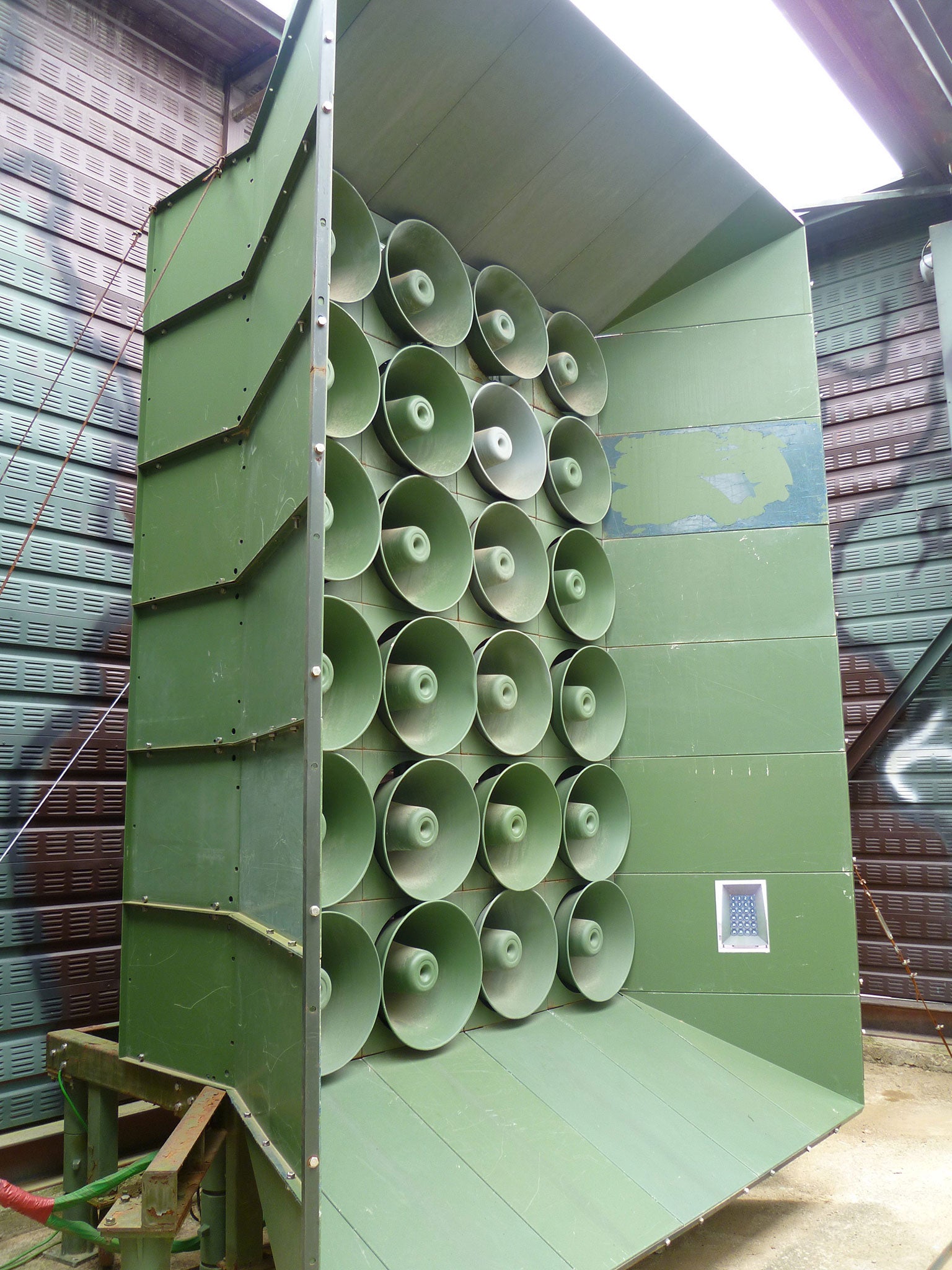 Loudspeakers installed by South Korea at an unidentified site on the western front-line bordering with North Korea to resume the anti-Pyongyang propaganda broadcasting