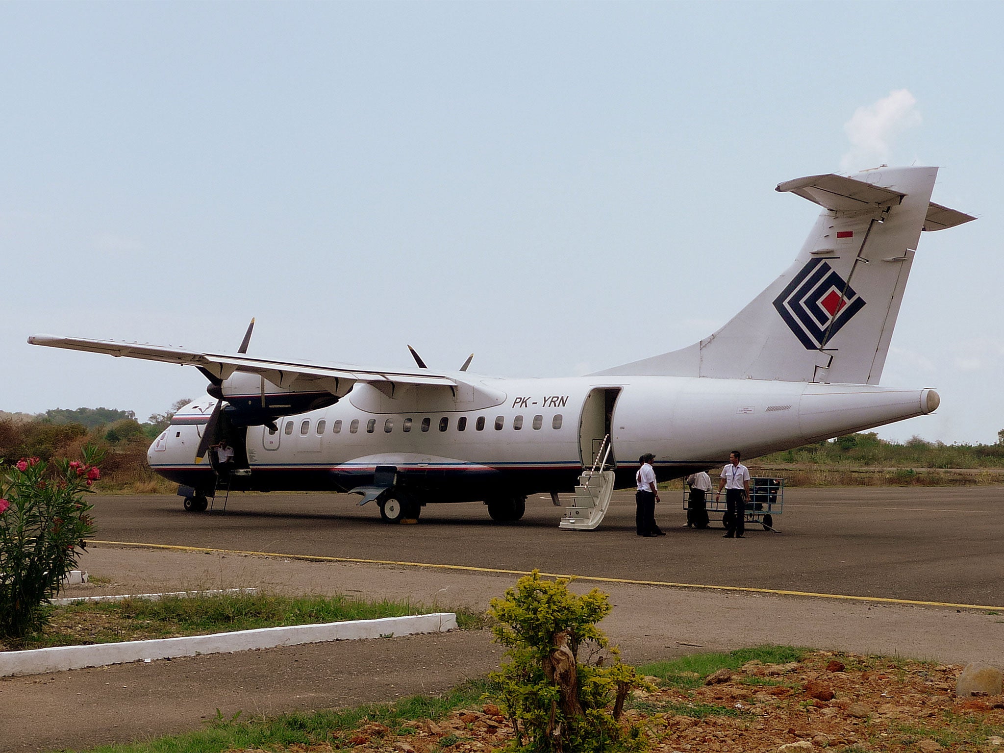 A Trigana Air Service ATR 42 turbopropeller plane
