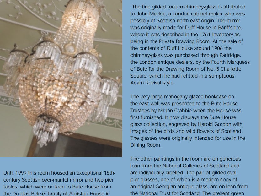 The chandelier as described in a government guidebook
