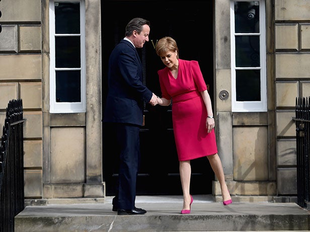 Nicola Sturgeon and David Cameron outside Bute House
