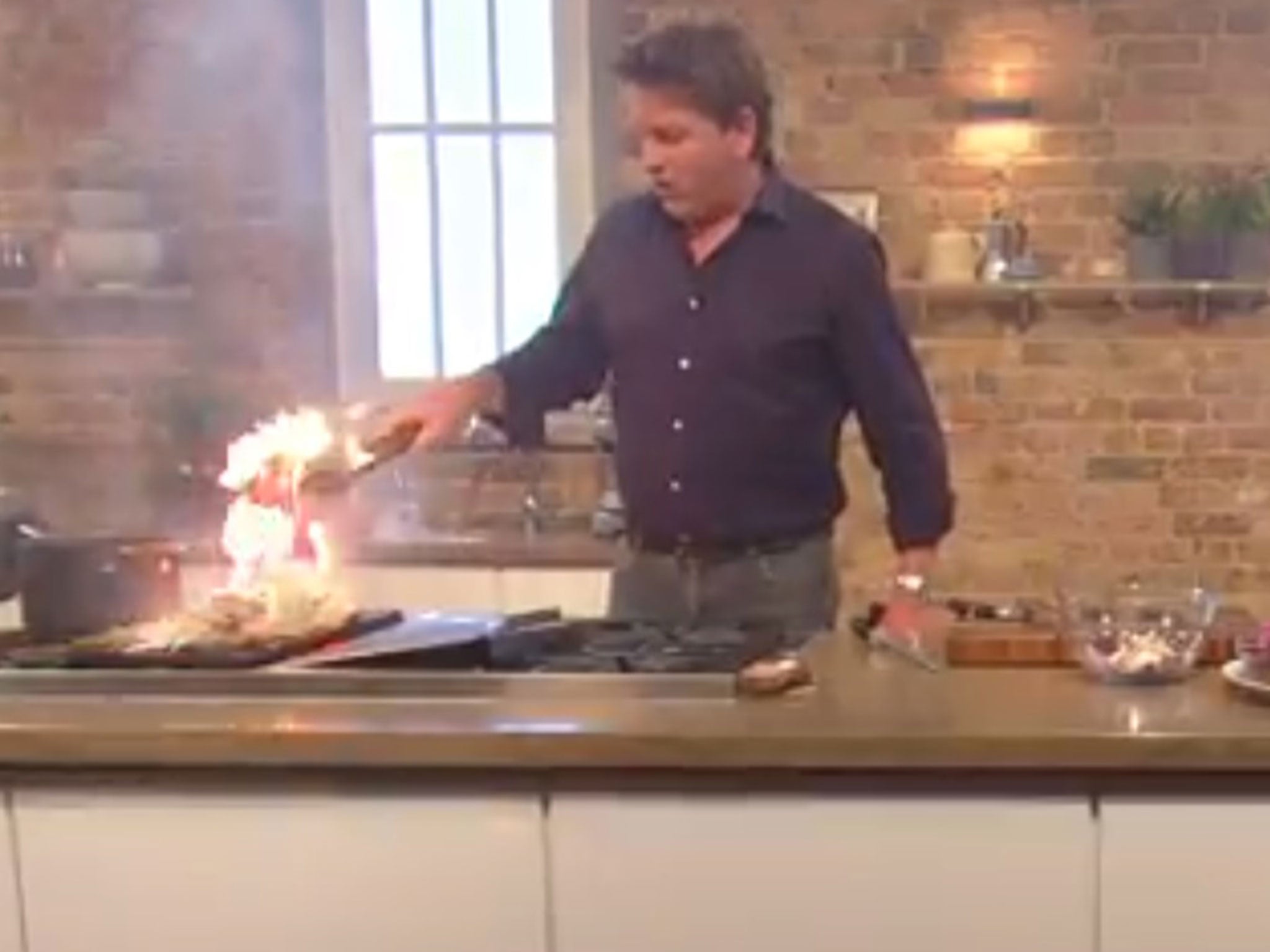 James Martin warned viewers at home to be careful not to recreate the dish near their net curtains following his mishap