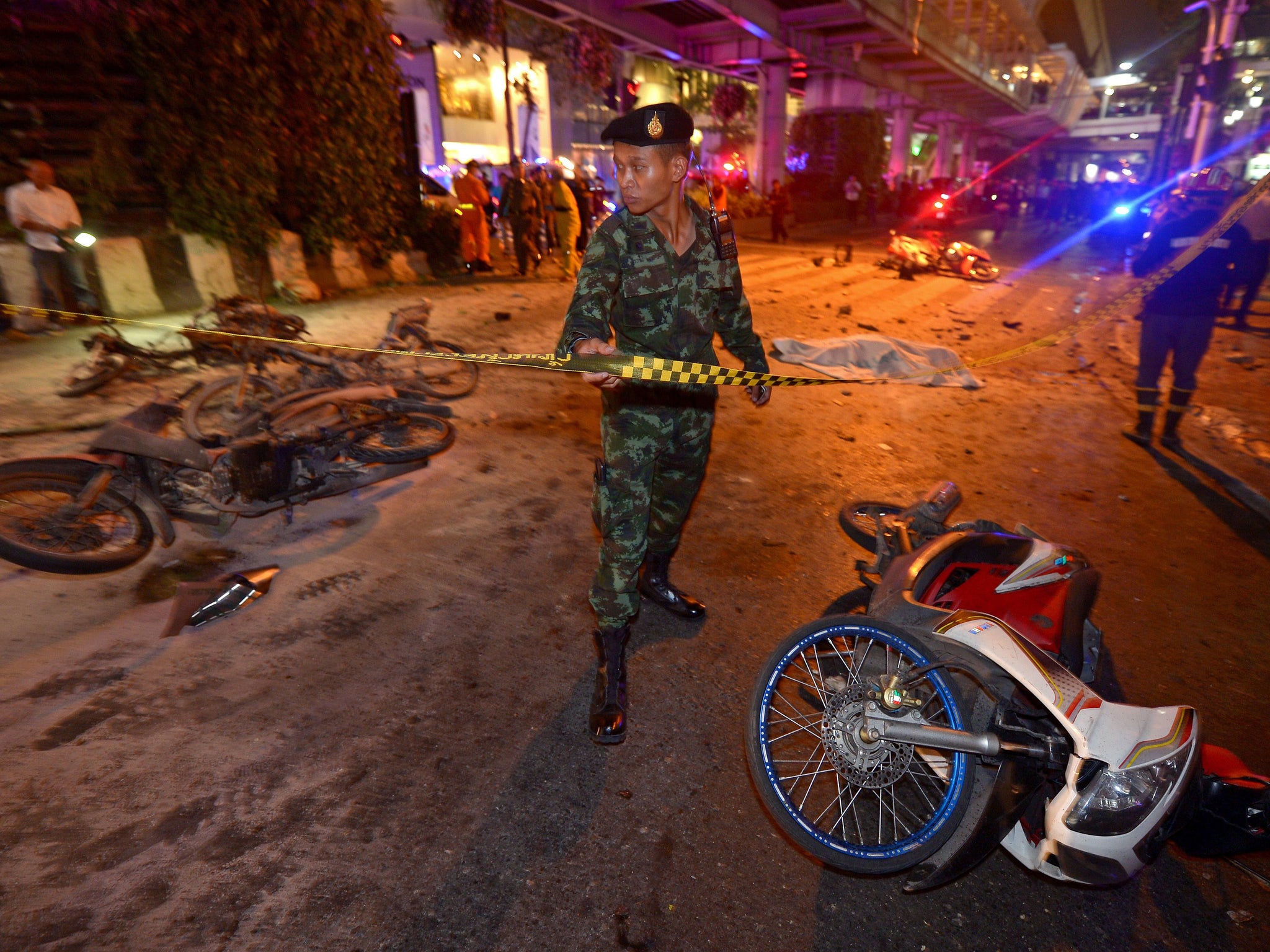A Thai soldier ropes off the scene (AFP Getty)