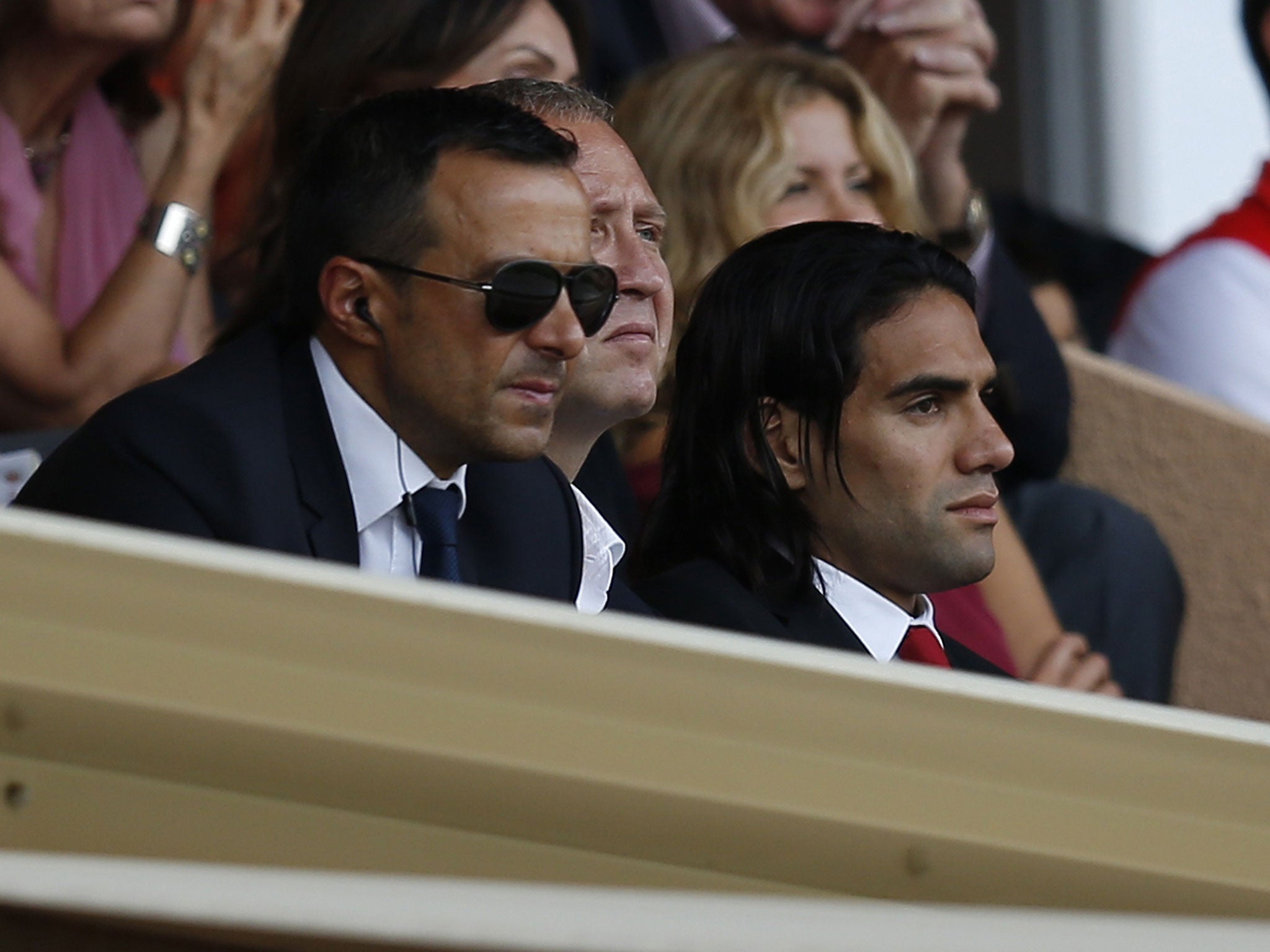 The super-agent Jorge Mendes (left) alongside Radamel Falcao