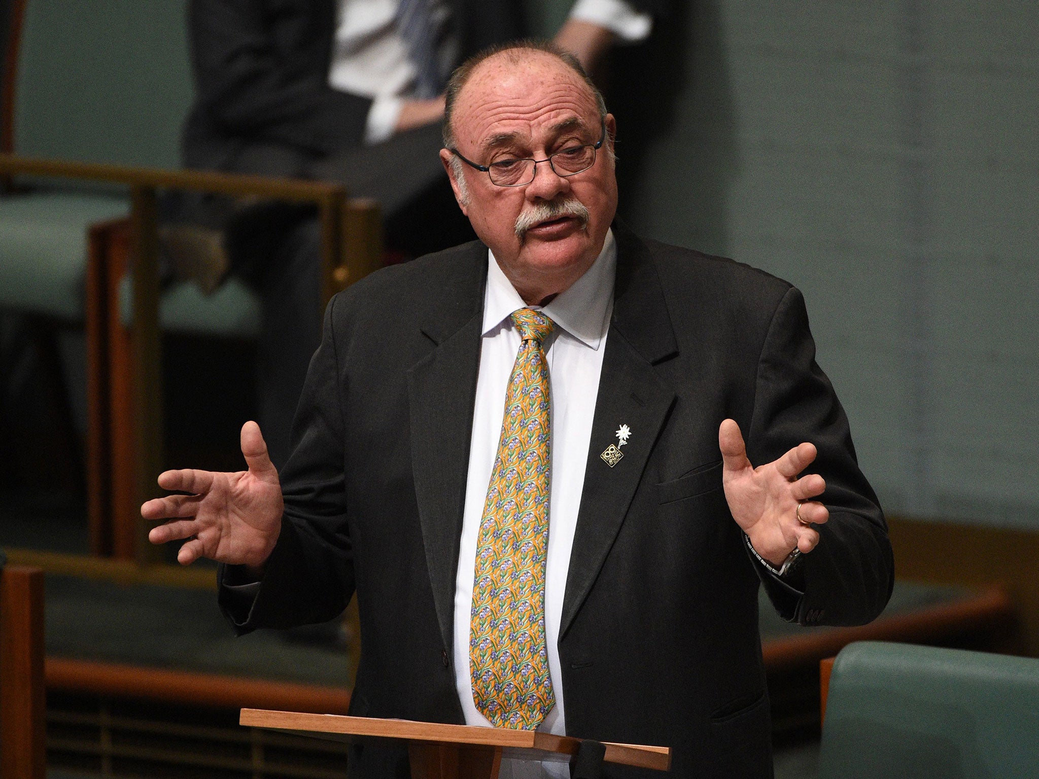 Liberal National member of the Australian House of Representatives for Leichhardt, Warren Entsch, as he introduces the same-sex marriage bill in the House of Representatives