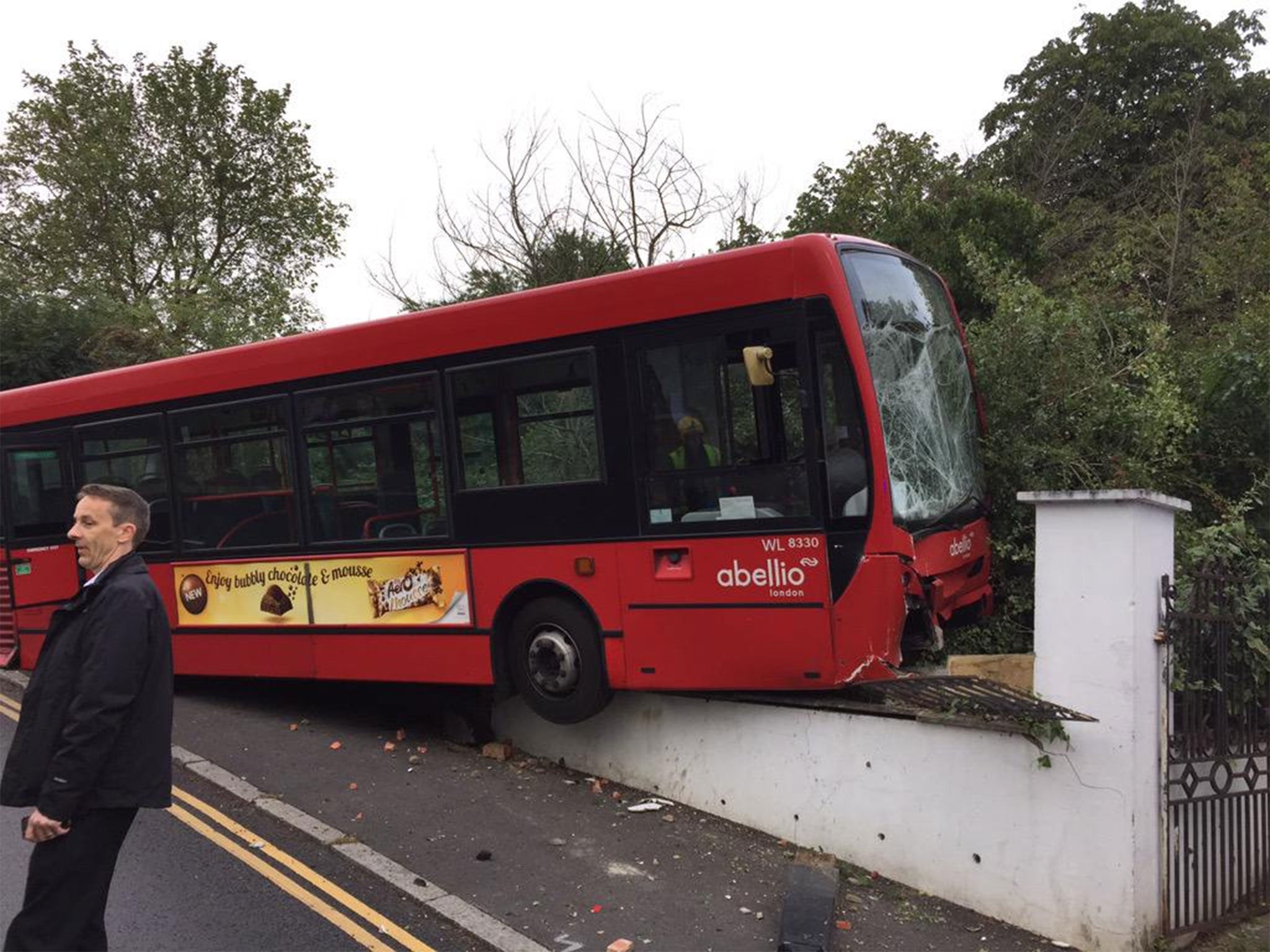 Police in Lewisham tweeted this image from the scene where a bus crashed into the front of a house