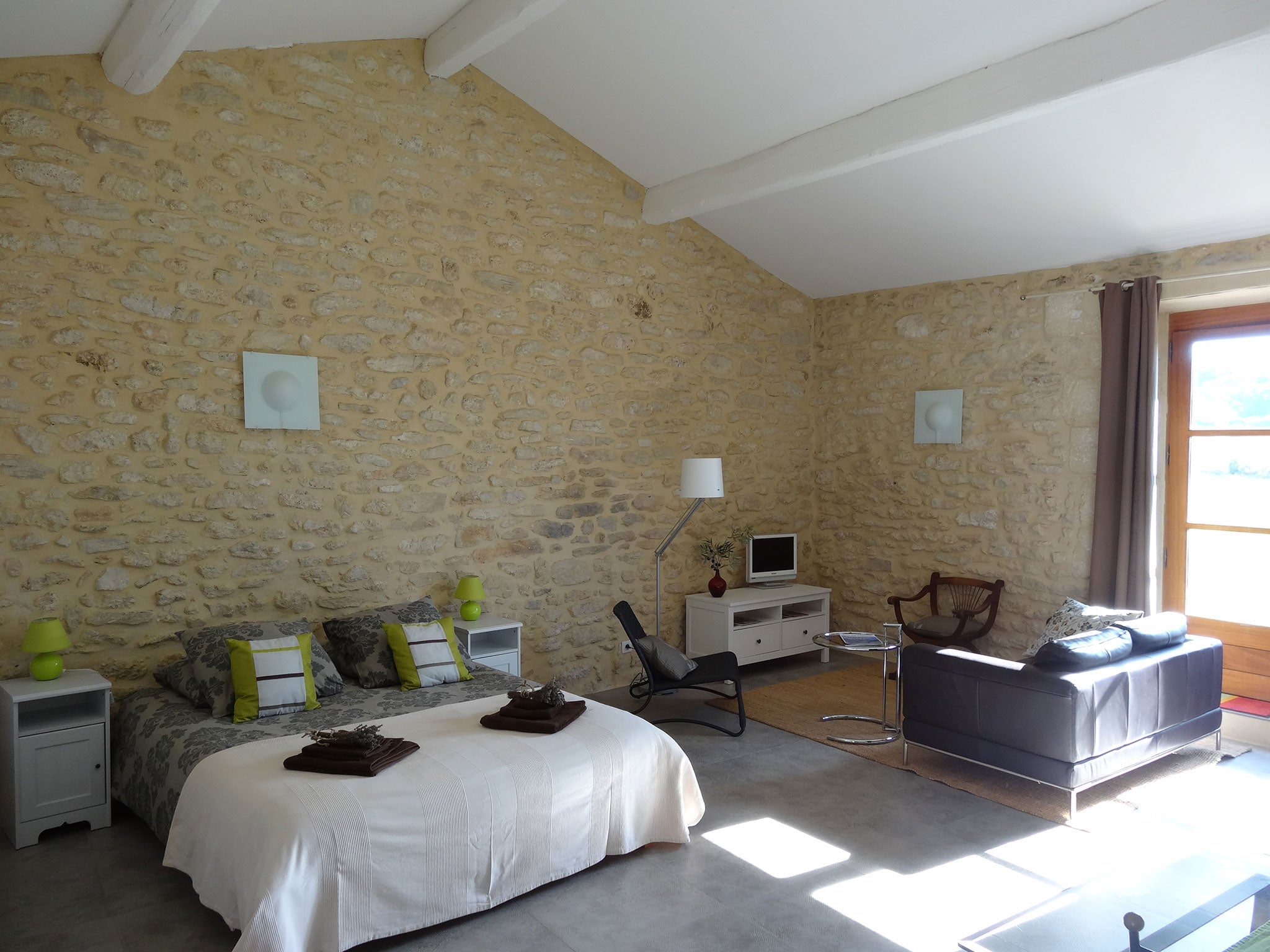 A bedroom in the converted farmhouse