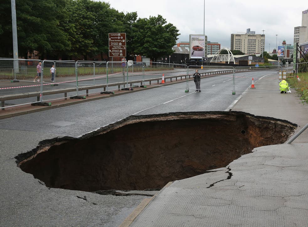 A sinkhole suddenly appeared on a busy Manchester road earlier this year