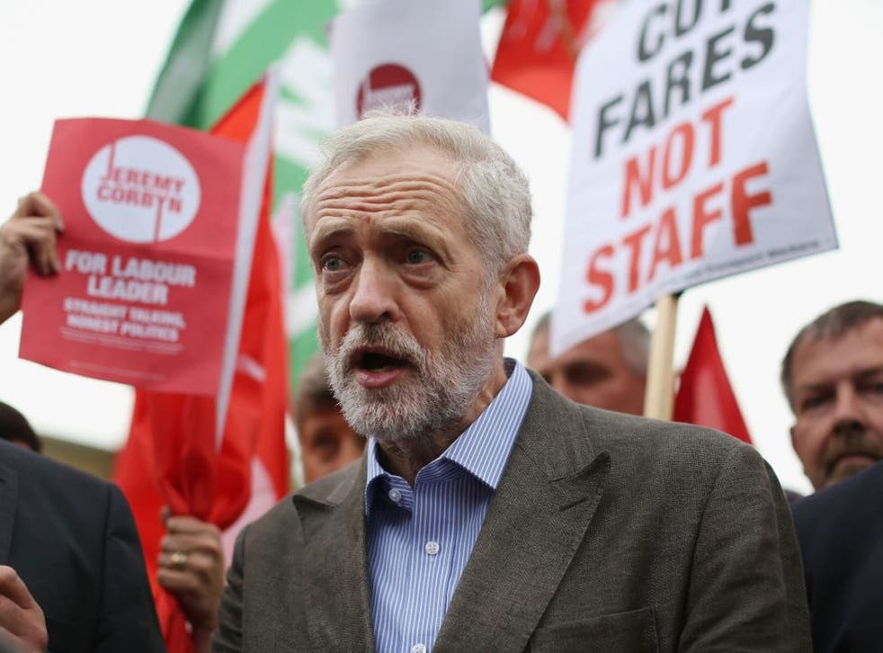 Jeremy Corbyn answers questions from the media outside King's Cross Station on August 18, 2015 in London, England.