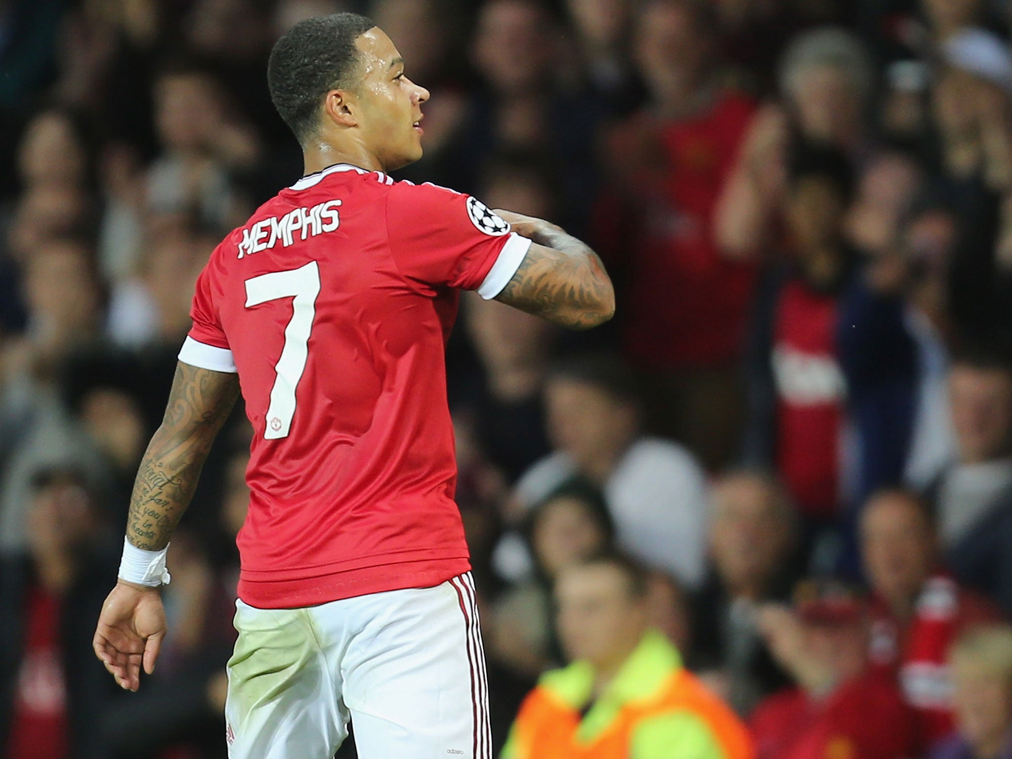 Memphis Depay pictured out and about in Manchester following