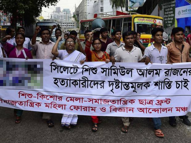 Protesters marched through Dhaka last month to protest against child lynchings