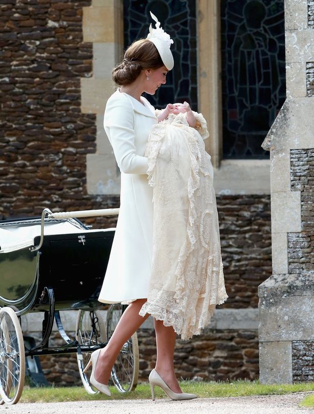 Catherine, Duchess of Cambridge and Princess Charlotte of Cambridge arrive at the Church of St Mary Magdalene in July