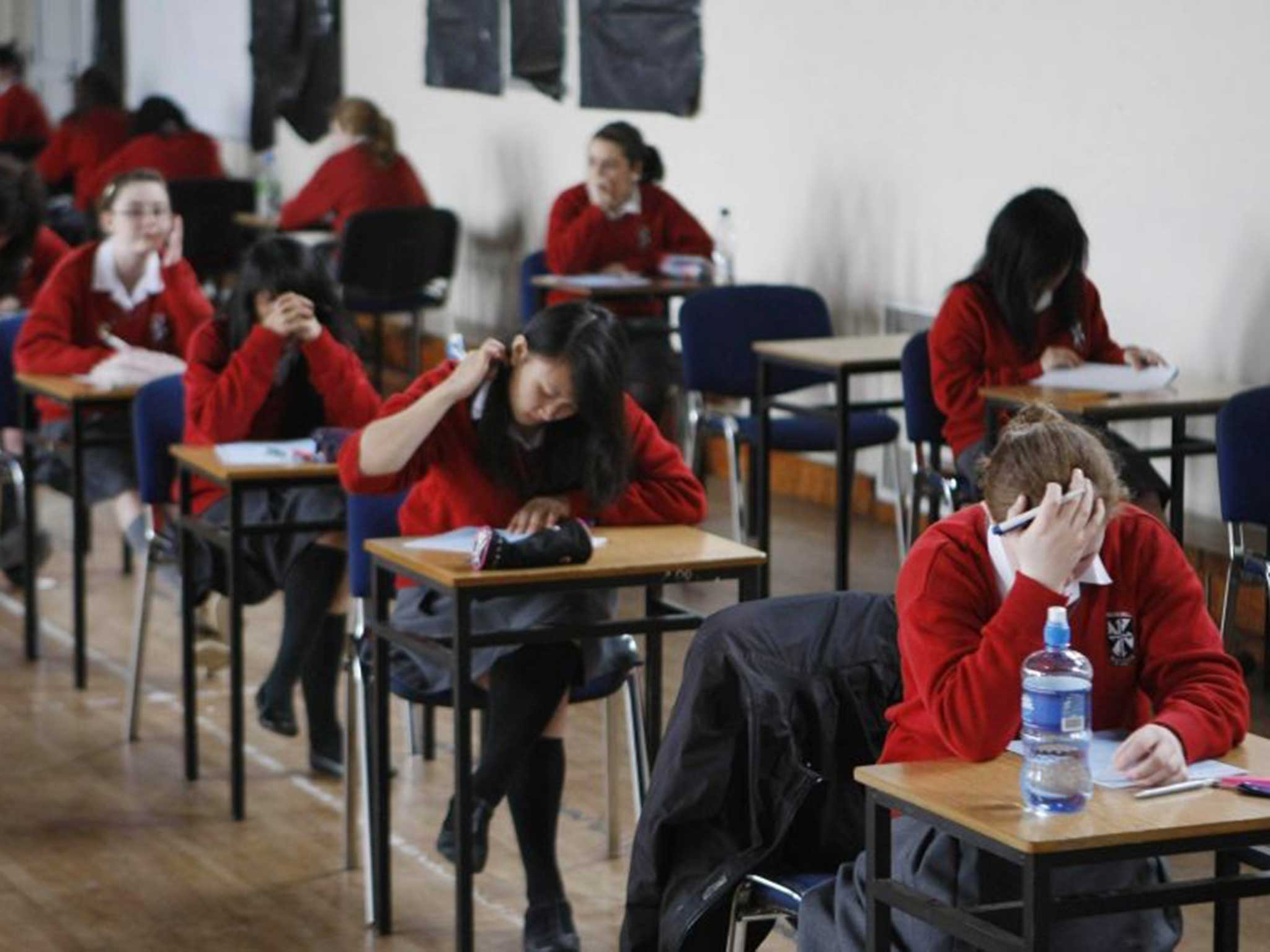 Student in a GCSE examination: they will receive their results today