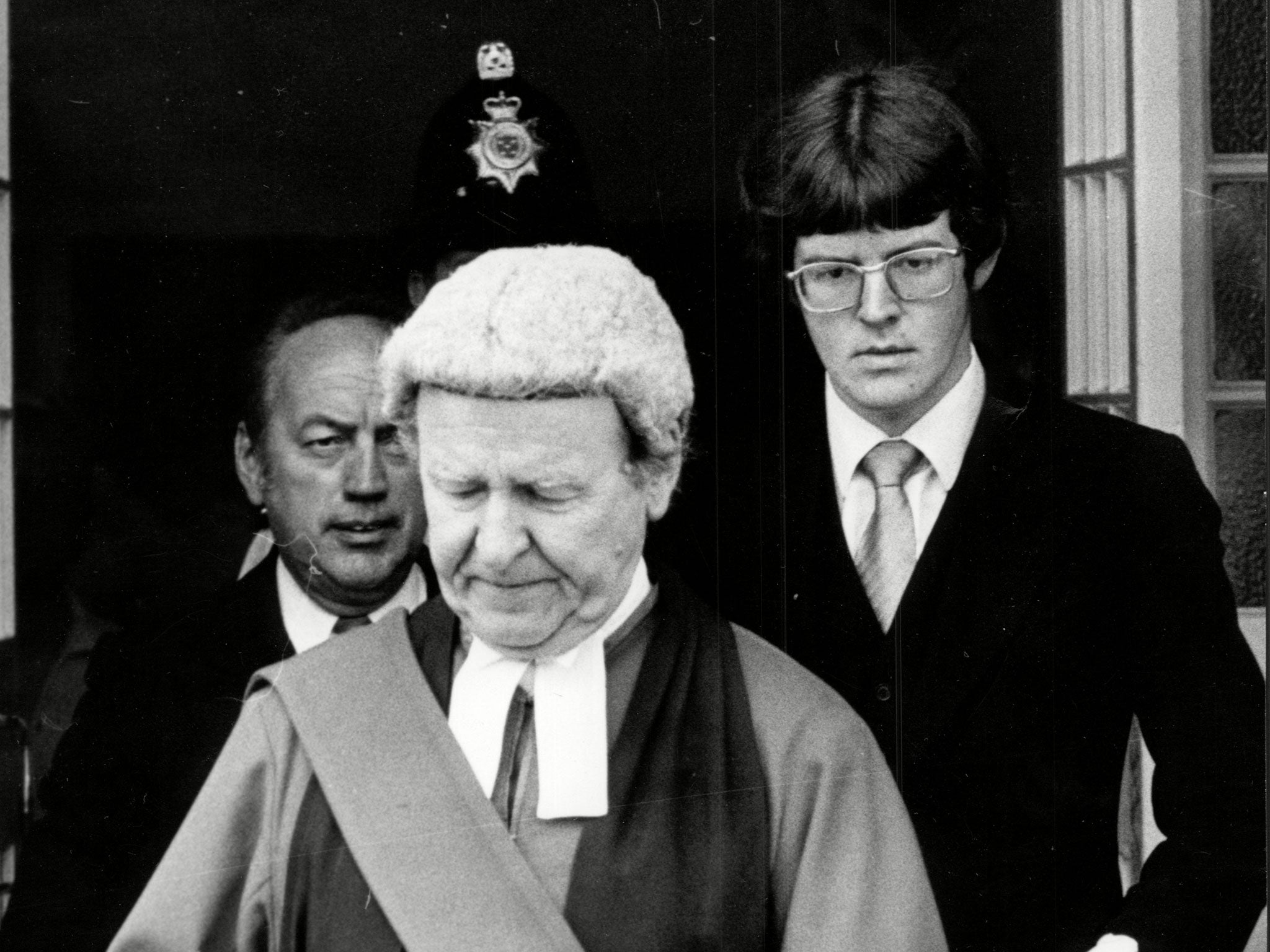 Father's day: Adam Mars-Jones and his father Sir William Mars-Jones during 'Black Panther' Donald Neilson's murder trial in 1976