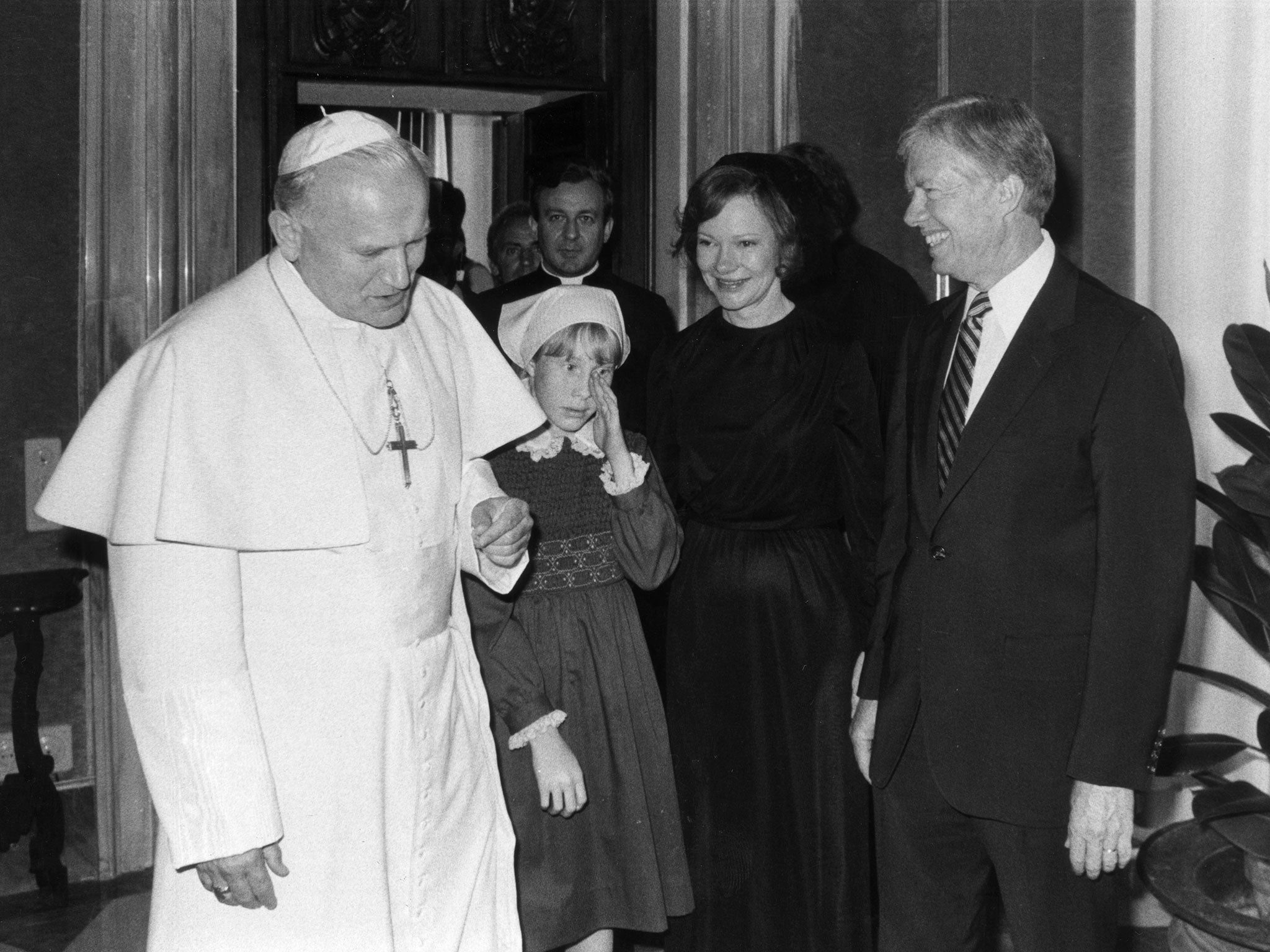 Jimmy Cater and family meet the Pope John Paul II in Rome, 1976