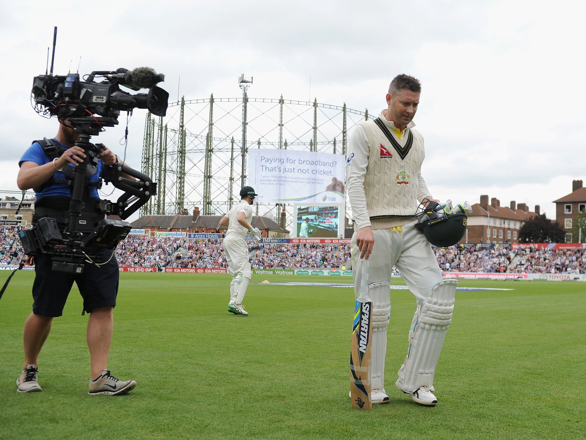 Michael Clarke following his dismissal in the Fifth Test