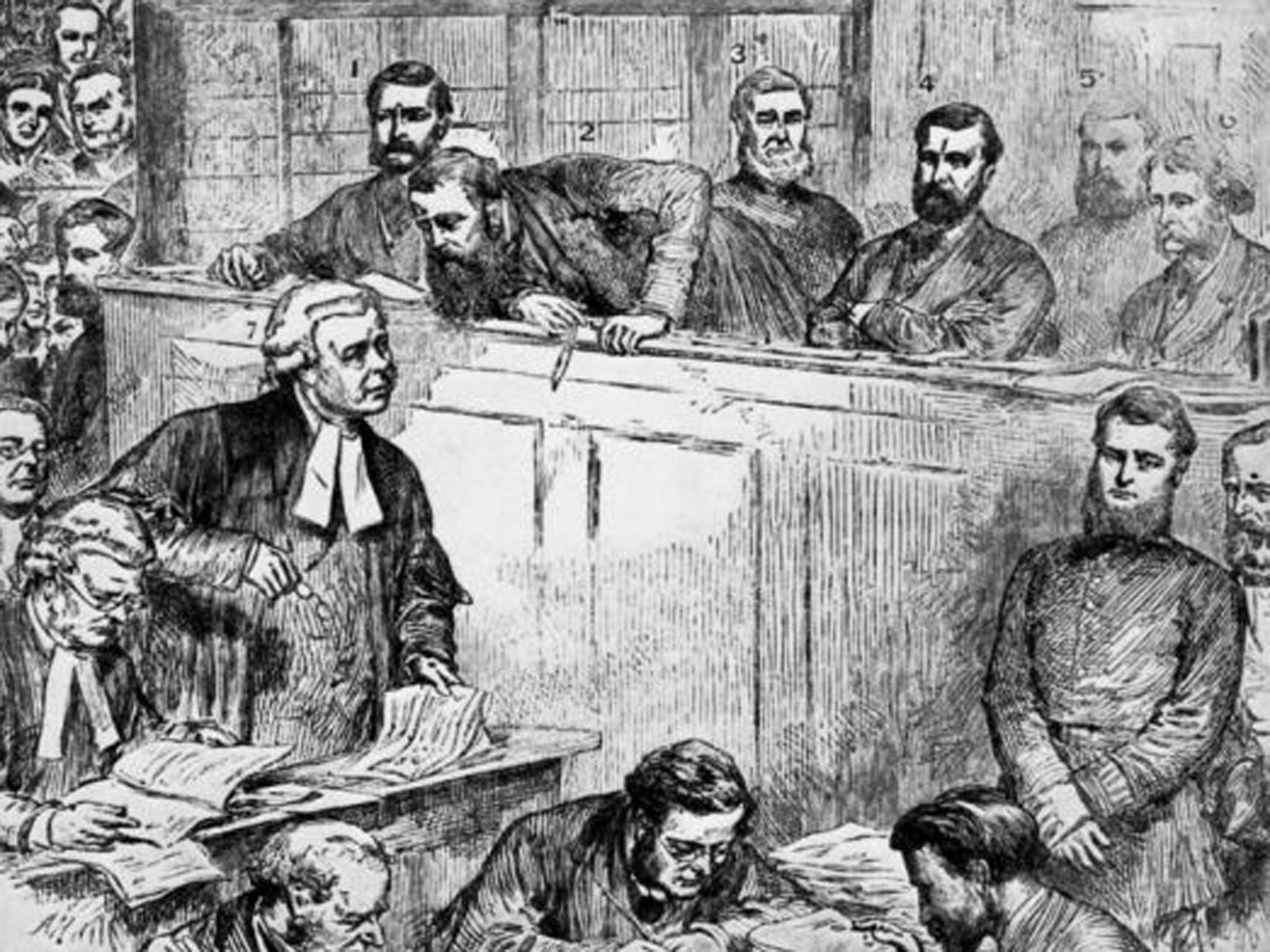 Prosecution: The Bidwell gang in the dock at the Old Bailey