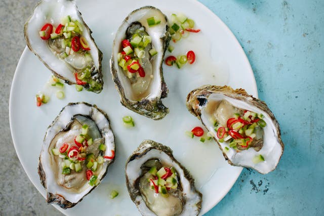 Punchy dressing: Oysters with chilli