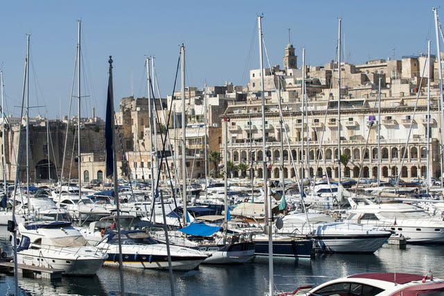 Moored sailboats in Malta